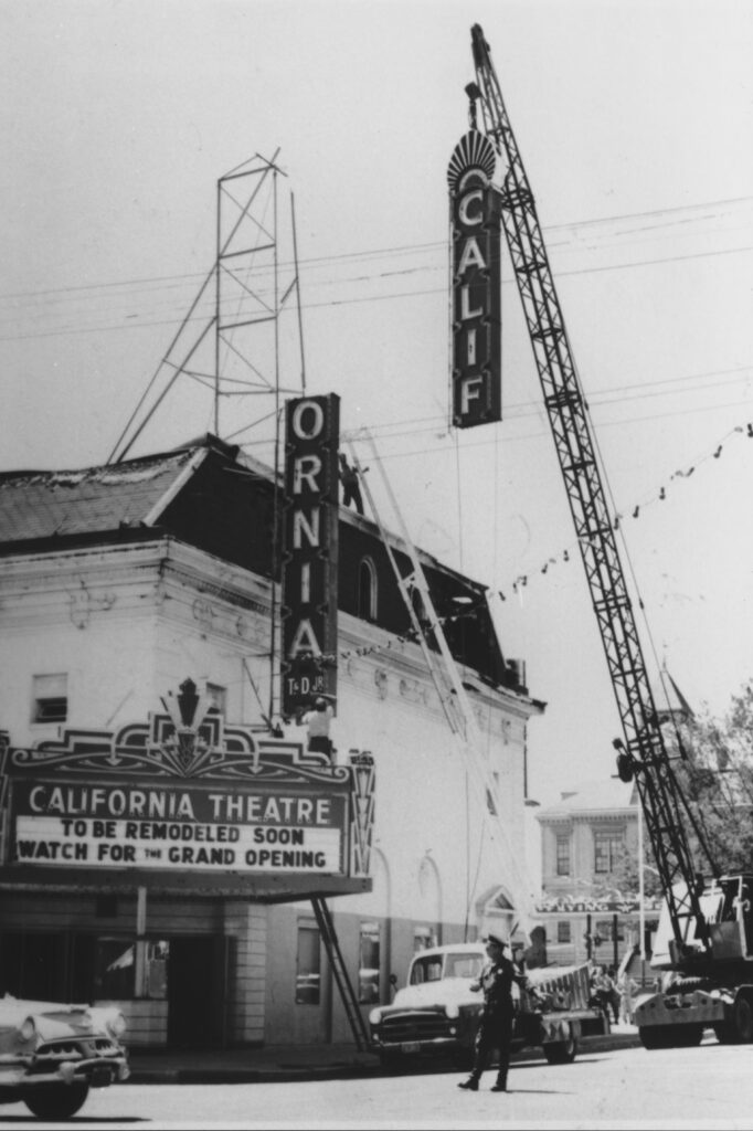 California Theatre being remodeled after the 1957 fire. Credit: Sonoma County Library