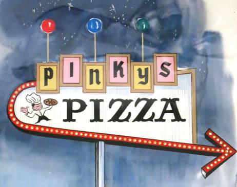 rendering of pinkys pizza sign in petaluma